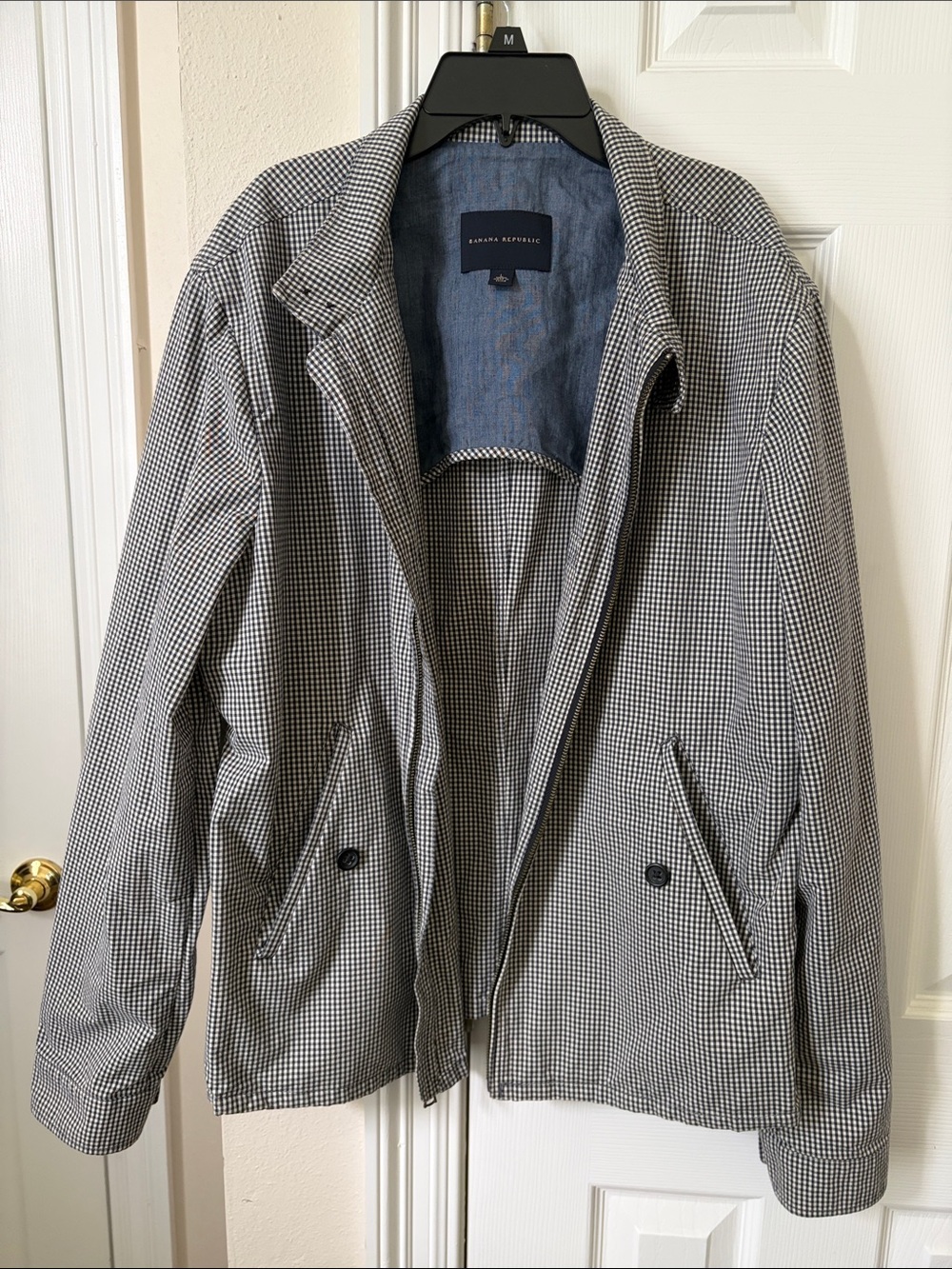 Banana Republic Men’s Black & White Micro-Check Shirt Jacket